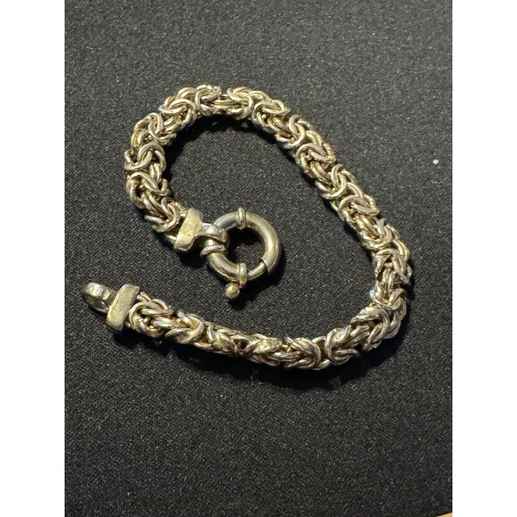 UCT 925 Italy Gold Over Silver Vermcil Byzantine Bracelet 17gr 7.5in - Picture 1 of 4